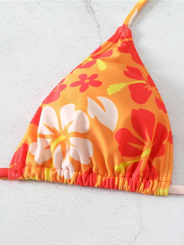 Dame Floral Print To-delt Badedragt med Sarong Stilla