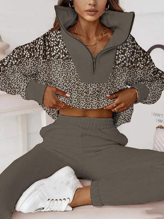 Dame sporty fritids sæt med dekorativ krave og moderne design Stilla