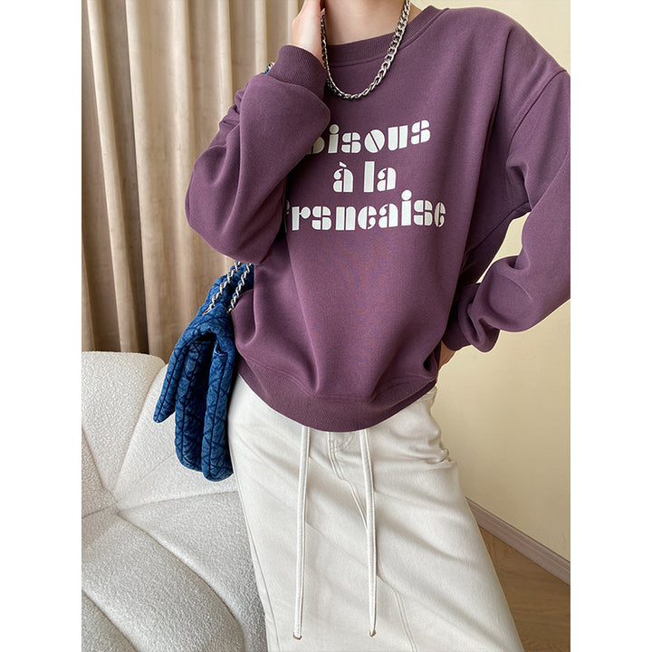 Dame casual sweatshirt med kreativt tekst Stilla