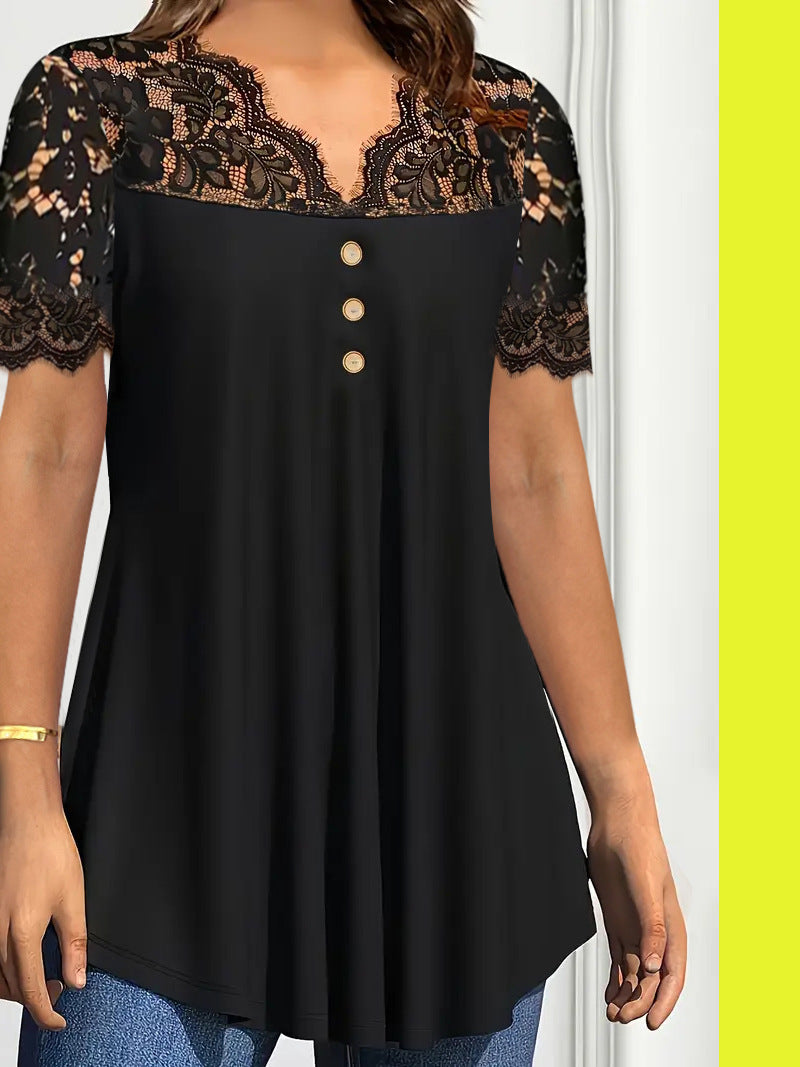 Damebluse med spidsdetaljer Stilla