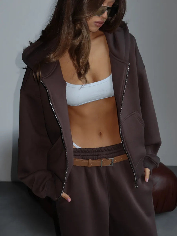 Damer Relaxed-Fit Hoodie og Joggingbukser Sæt Skovae