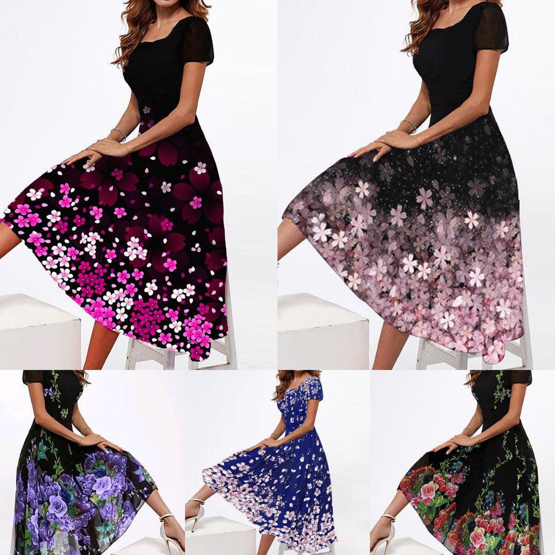Dame Elegant Maxikjole med blomsterdesign og transparente ærmer Stilla