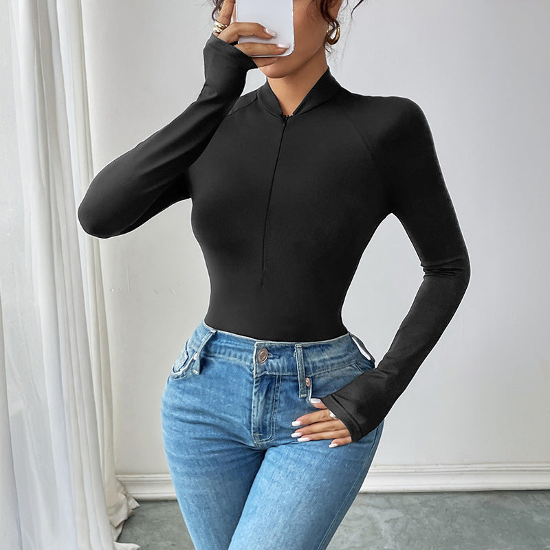 Dame Langærmet Lynlås Bodysuit Stilla