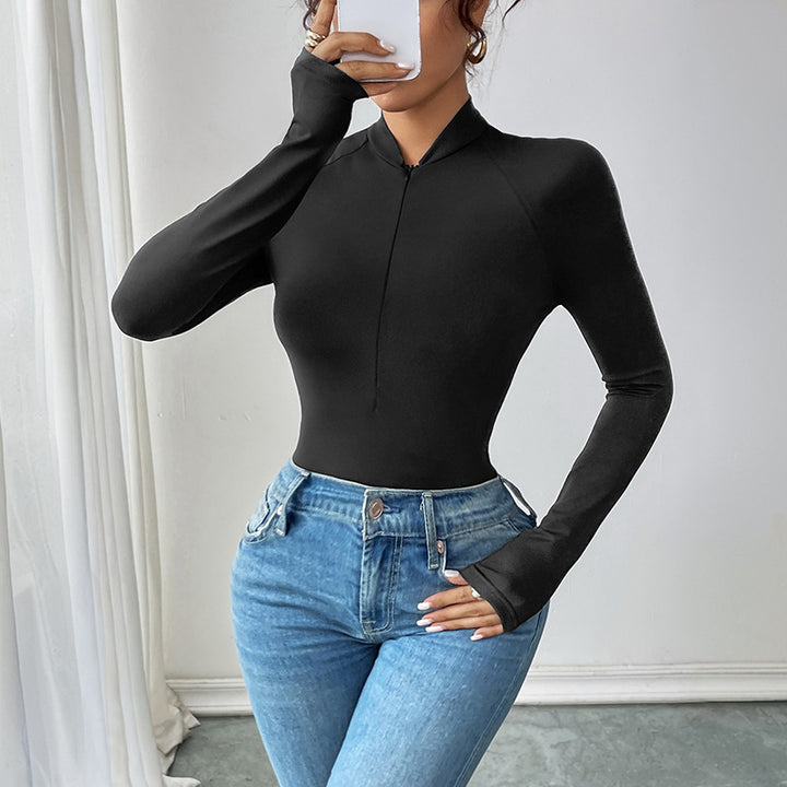 Dame Langærmet Lynlås Bodysuit Stilla