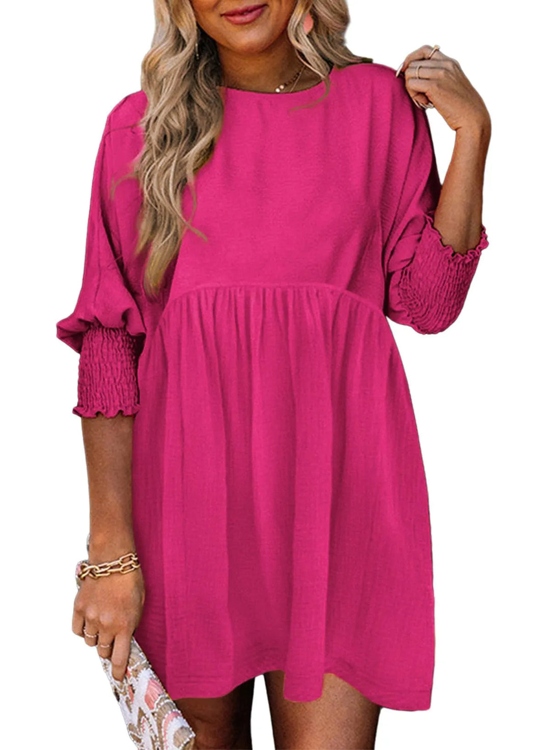 Dame afslappet mini-kjole med løs pasform og flot flæse detalje Stilla