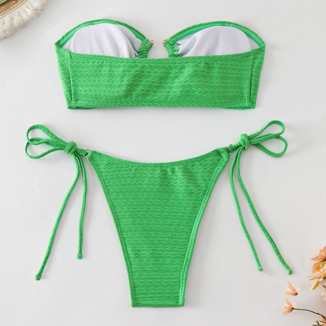 Dame elegant bandeau-bikini-sæt med justerbare bånd Stilla