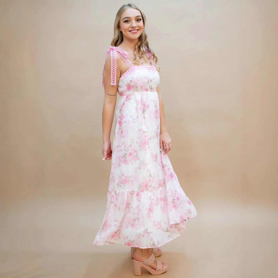 Dame Bohemian Blomsterkjole Maxi med Spaghetti-stropper Stilla