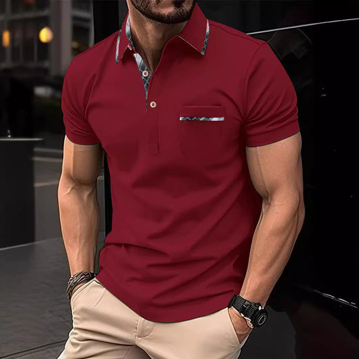 Herrer Poloshirt med moderne krave og brystlomme Stilla