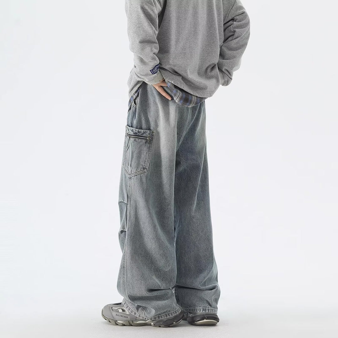 Herre bred denim-bukser med unikt strukturdesign og afslappet snit Stilla