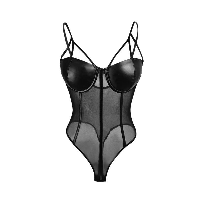 Dame Elegante Gennemsigtig Bodysuit med struktureret pasform og fine stropper Stilla