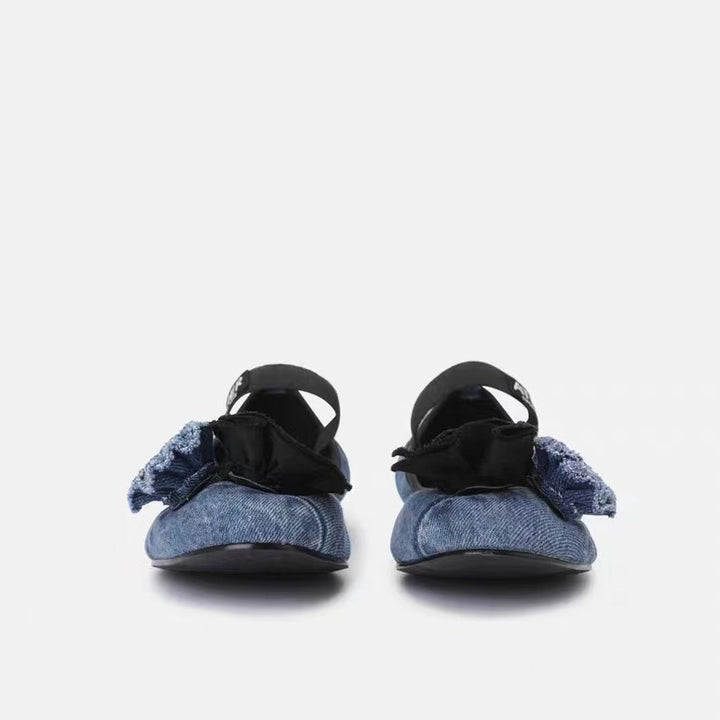 Femme Floral-Dekoreret Denim Ballerina Flats Stilla