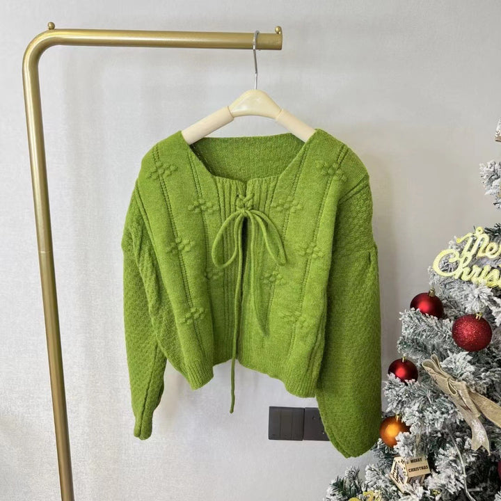 Femme Strukturstrik Pullover med bindedetalje Stilla