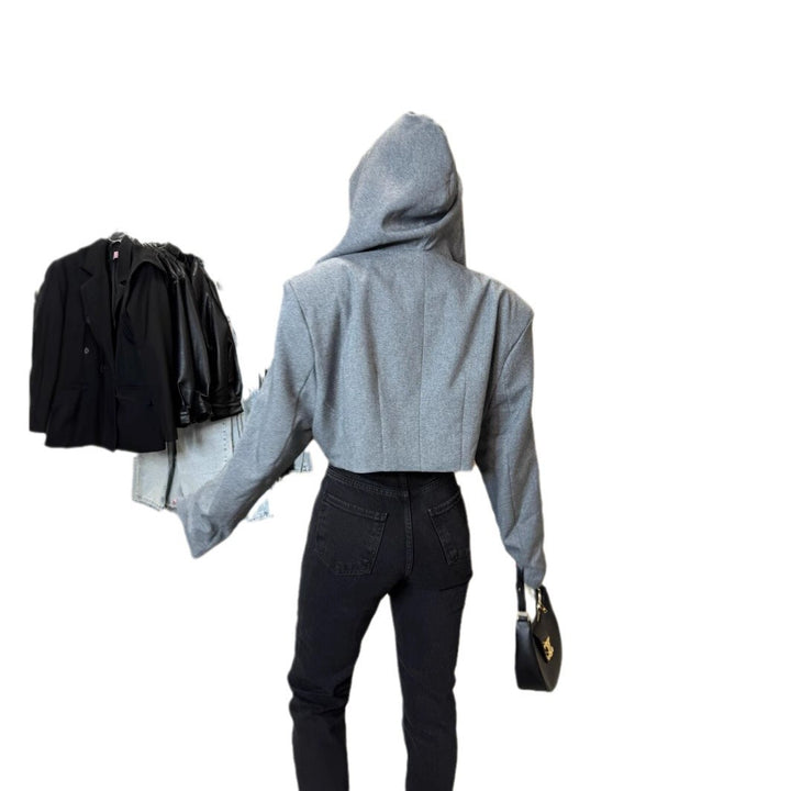 Dame mode cropped Blazerjakke med struktureret snit Stilla