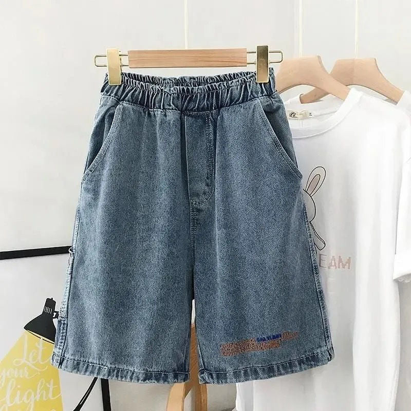 Kvindernes behagelige denim shorts med elastisk talje Stilla