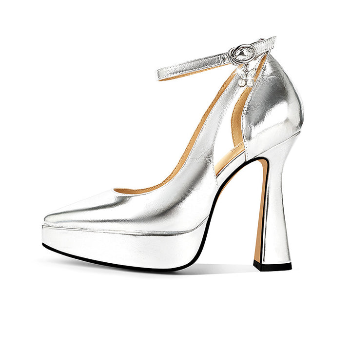 Dame Stiletto Højhælede Platform Pumps med Ankelsnøre Detalje Stilla