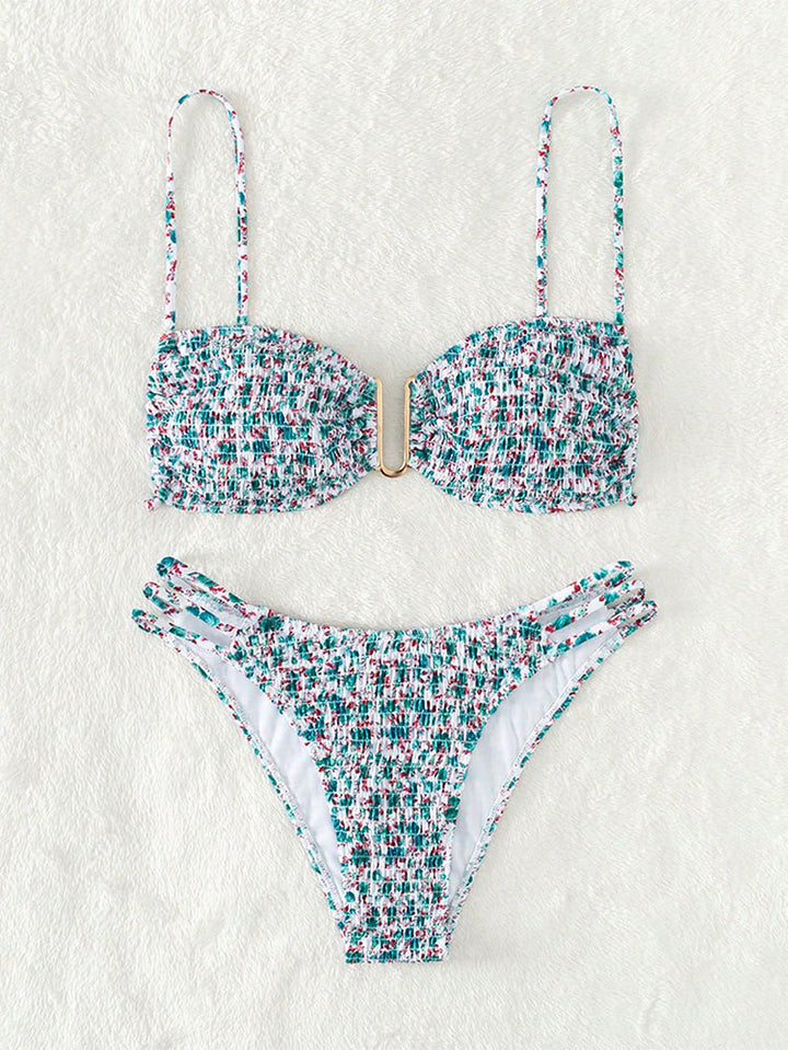 Dame Push-Up-Bikini med justerbare stropper og gyldne accenter Skovae
