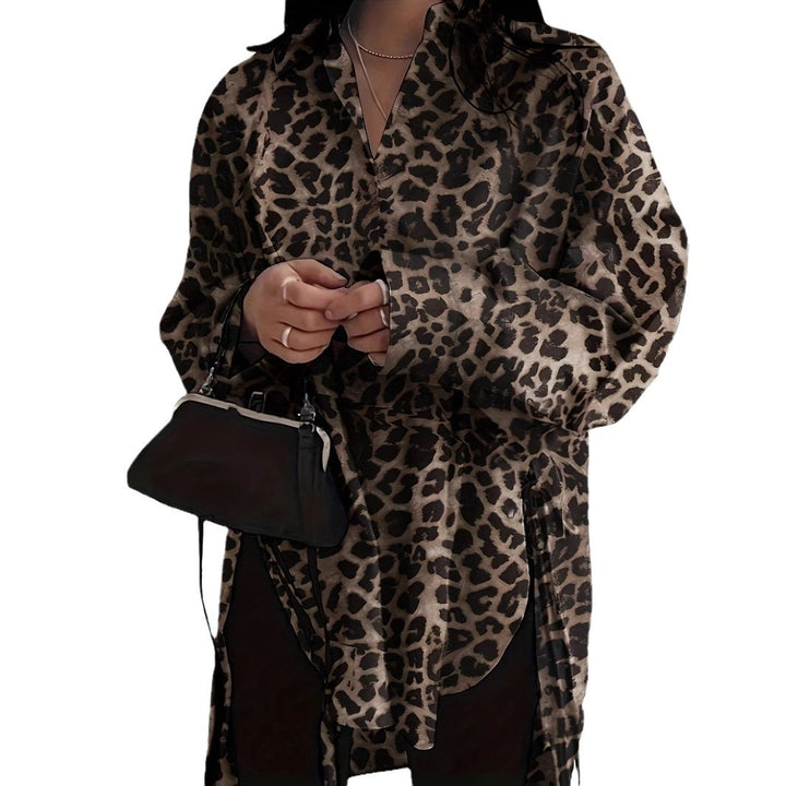 Femme Chic Overdimensioneret Leopardmønster Jakke Stilla