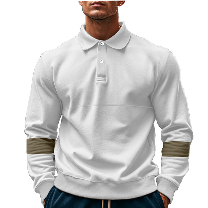 Herrer sporty sweater med strukturerede ærmer og klassisk krave Stilla