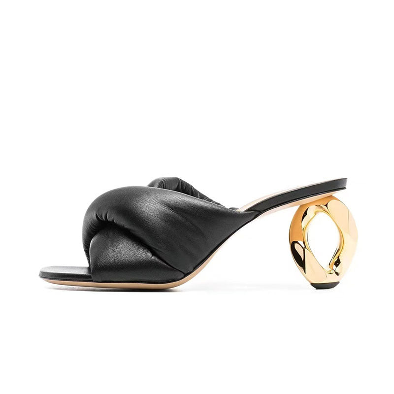 Femme Open-Toe High Heels med elegant guldaccent Stilla