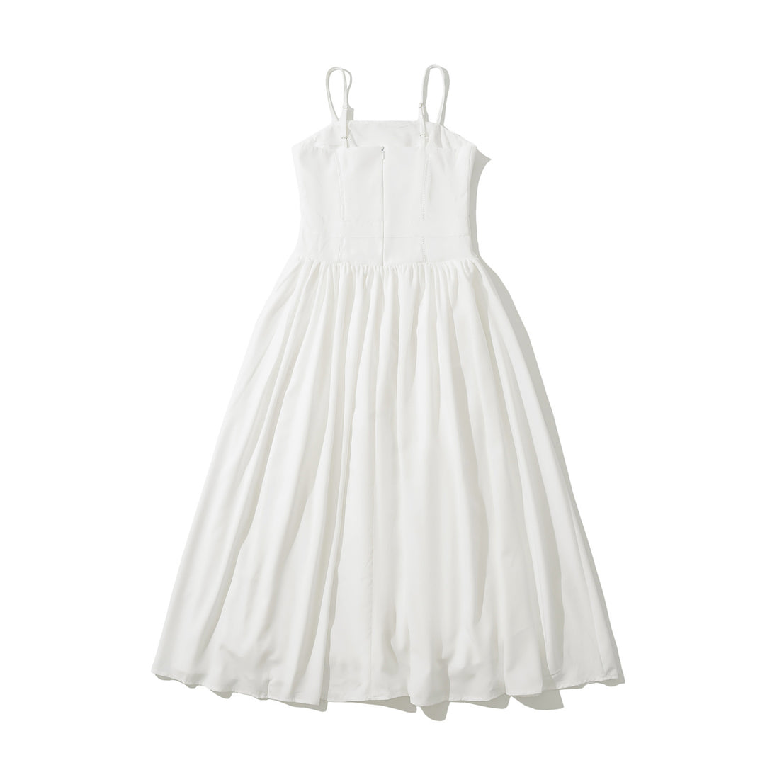 Dame Elegant Draperet Maxi Kjole med justerbare stropper Stilla