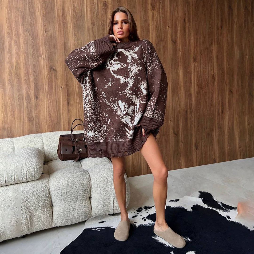 Kvinder Oversized Sweater med Kreativ Gradient Stilla