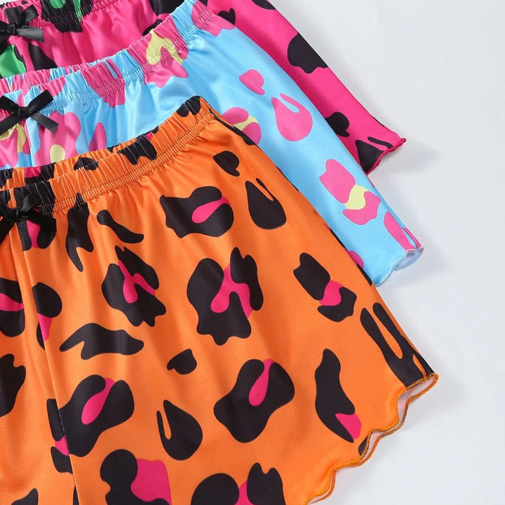 Dame fashionable shorts sæt med iøjnefaldende leopardmønster Stilla