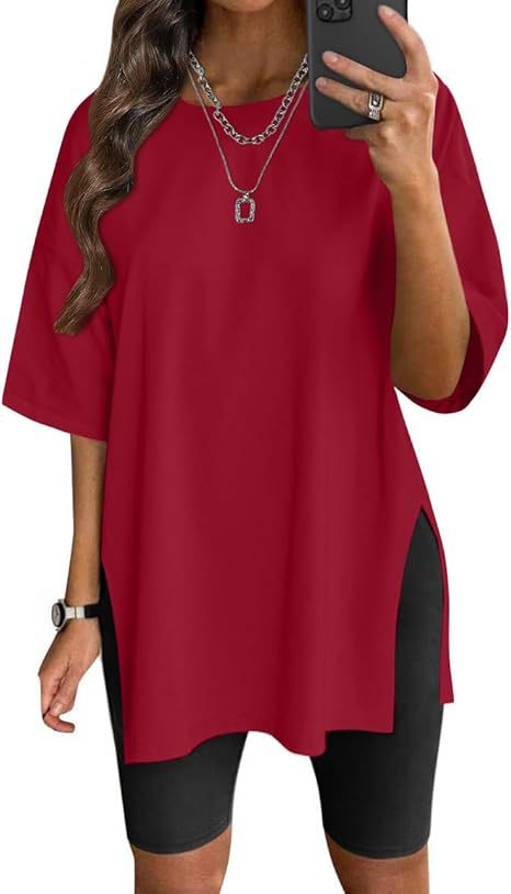 Dame Oversized T-shirt med sideslids Stilla