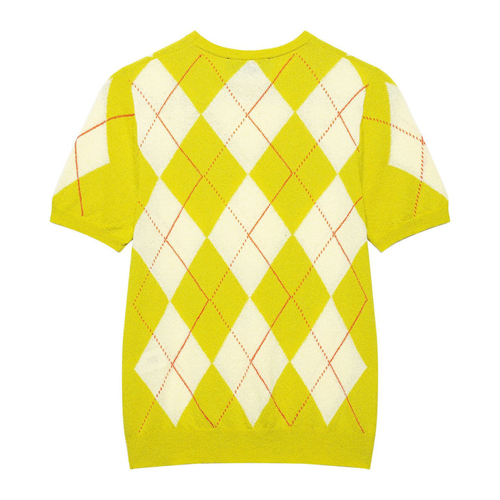 Femme Argyle-mønster Korte Ærmer Pullover Stilla