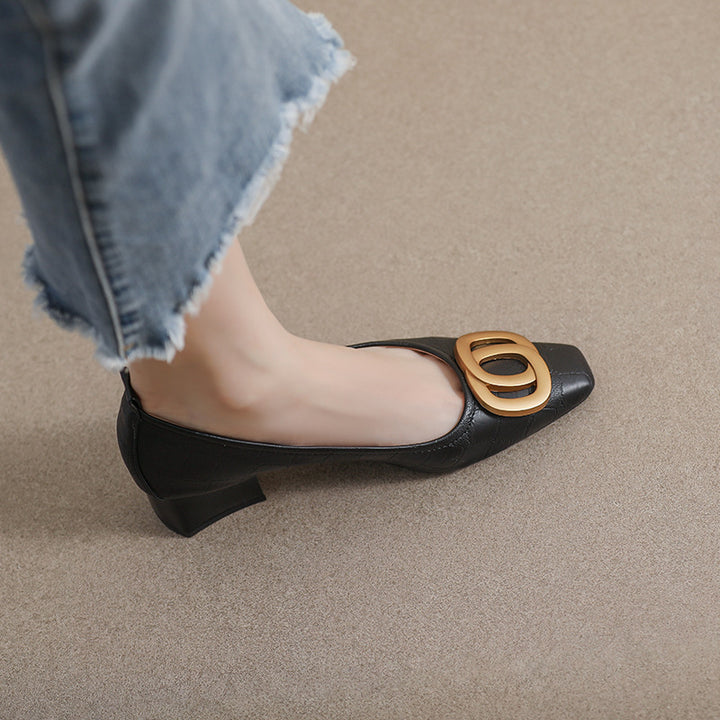 Kvinder elegante krokodilleprint blokhæls pumps med statement spænde Stilla