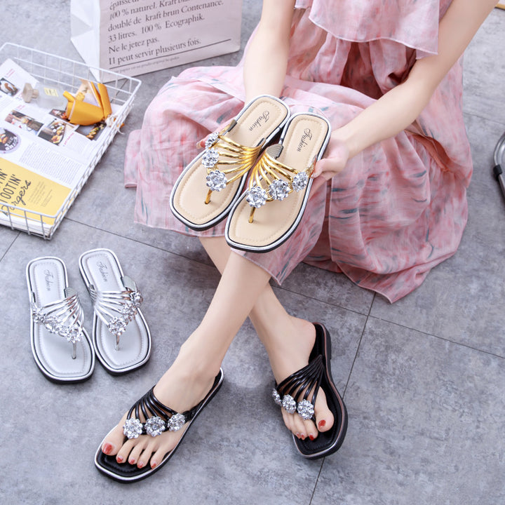 Damer Elegante Flip-Flops med modige blomsterdekorationer Stilla