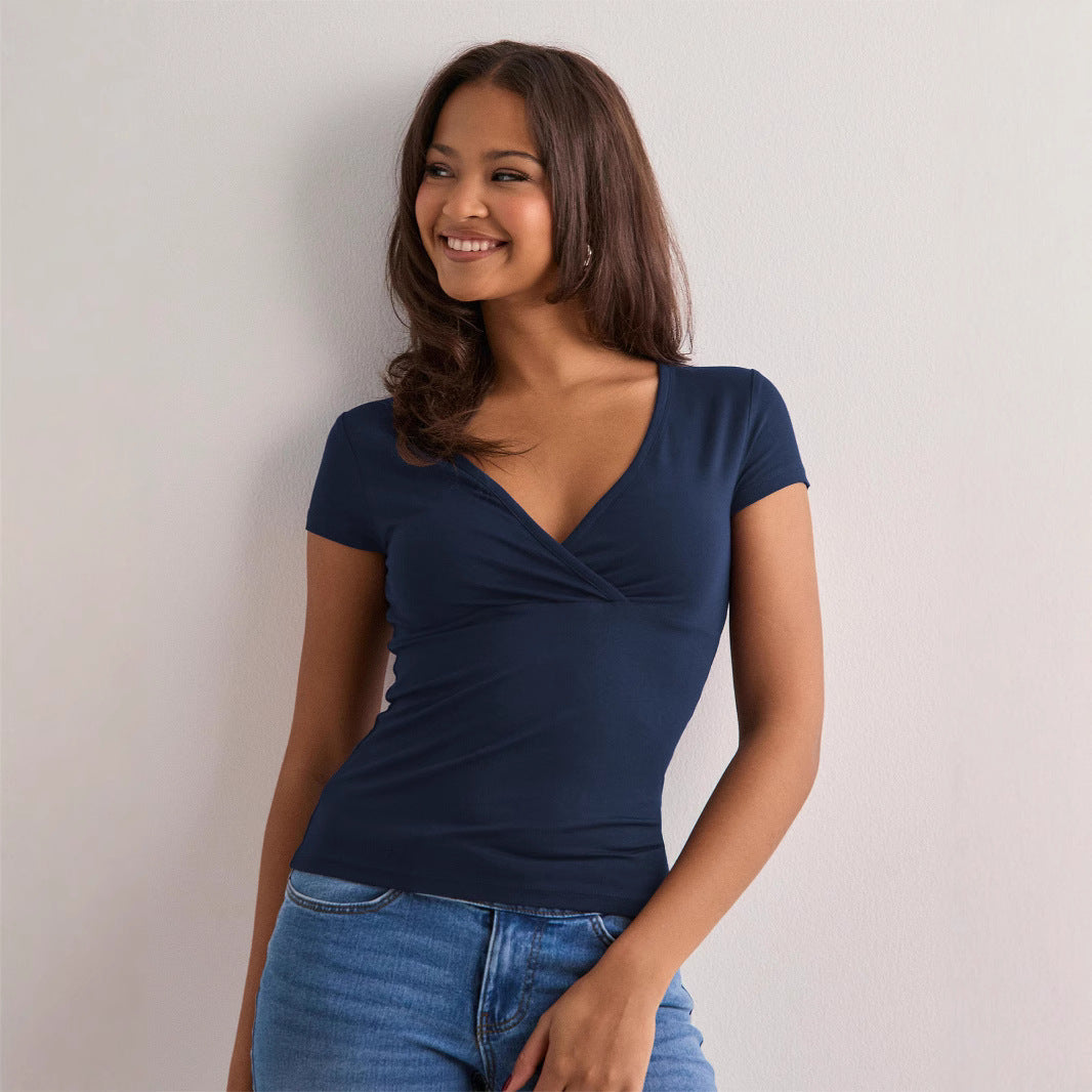 Dame Stilfuld Wrap V-Udskæring Top Stilla