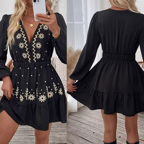 Kvinder Bohemian Broderet Mini Kjole Stilla