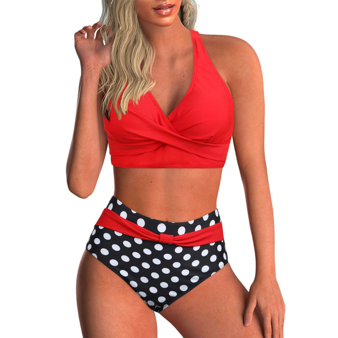 Dame Højskåret bikini med stilfuld indpakningsdesign Skovae