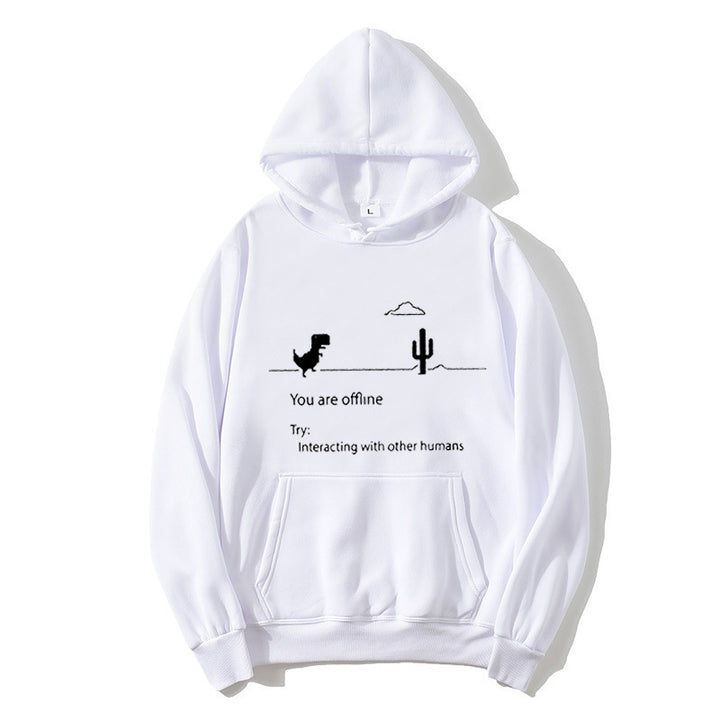 Dame hoodie med kreativt dinosaur- og interaktionsmotiv Skovae
