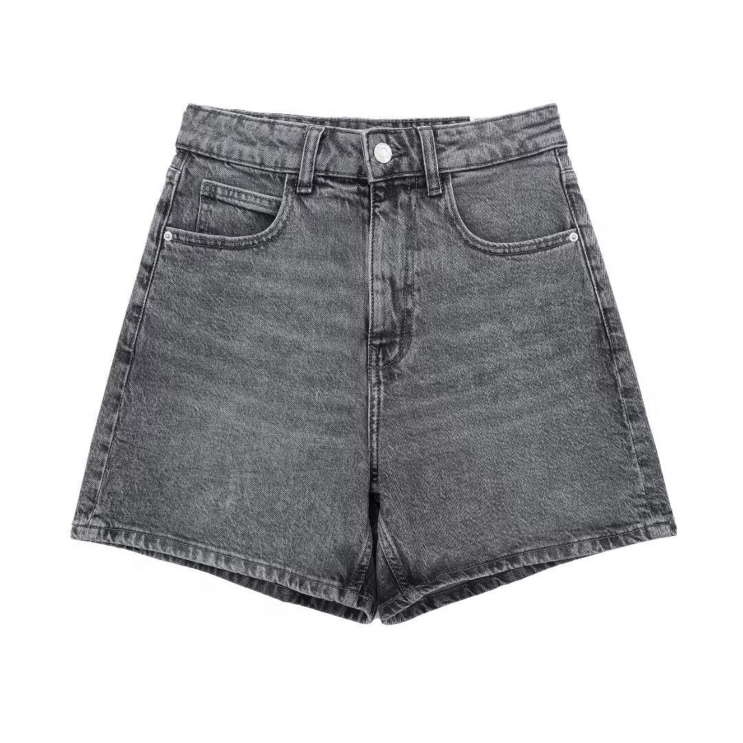 Dame denim shorts i vintage stil med bred pasform og høj talje Skovae