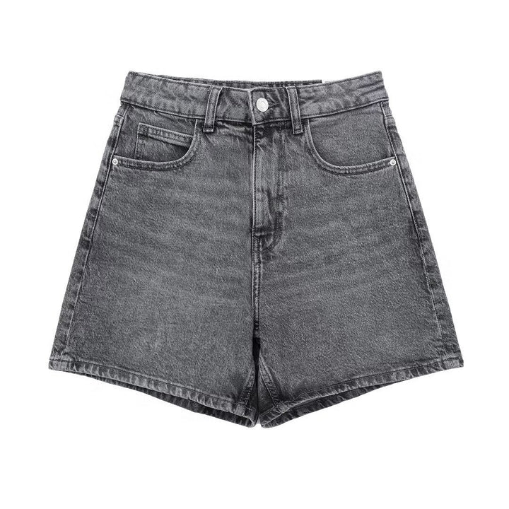 Dame denim shorts i vintage stil med bred pasform og høj talje Skovae