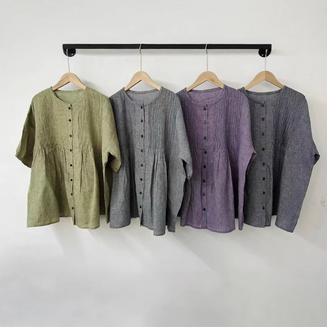 Femme Ternet Knap-Bluse Stilla