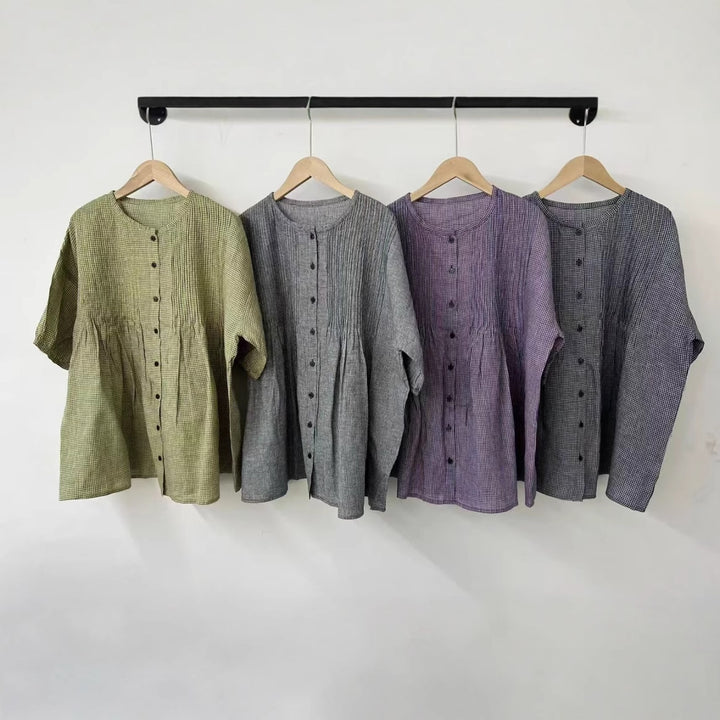Femme Ternet Knap-Bluse Stilla