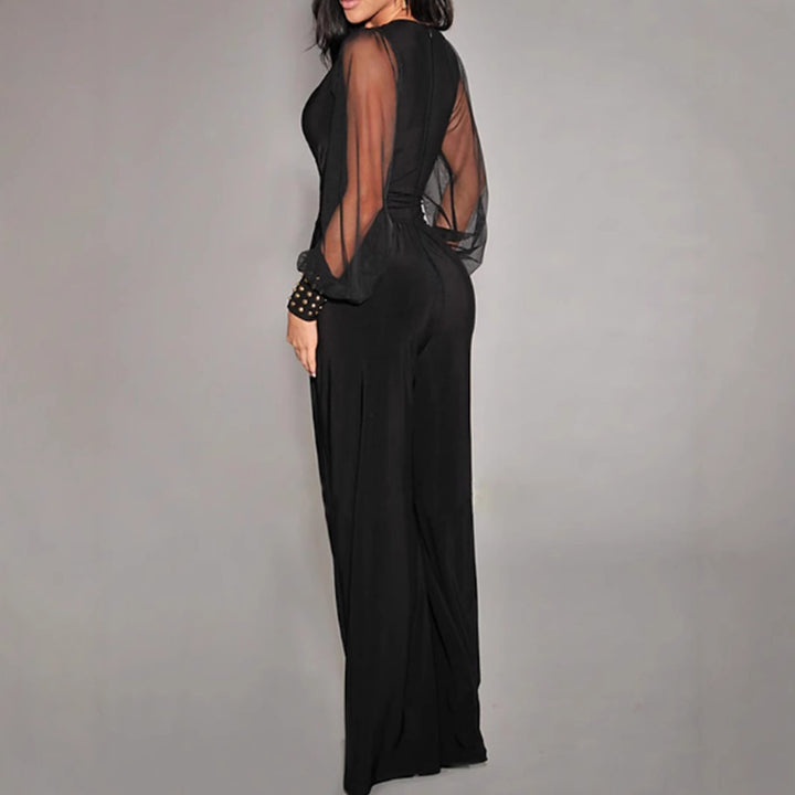 Dame Elegant Jumpsuit med gennemsigtige ærmer og figursyet skæring Stilla
