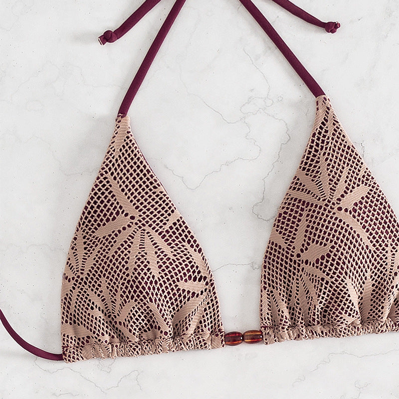 Dame Triangel-Bikini med stilfuld hækle-design Skovae