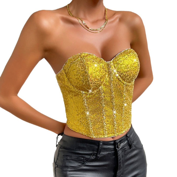 Dame Glitrende Bustier-top med struktureret korsetsnit Stilla