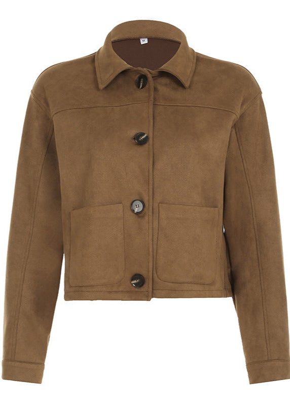 Stilla | Cropped Suede Button-Up Jakke