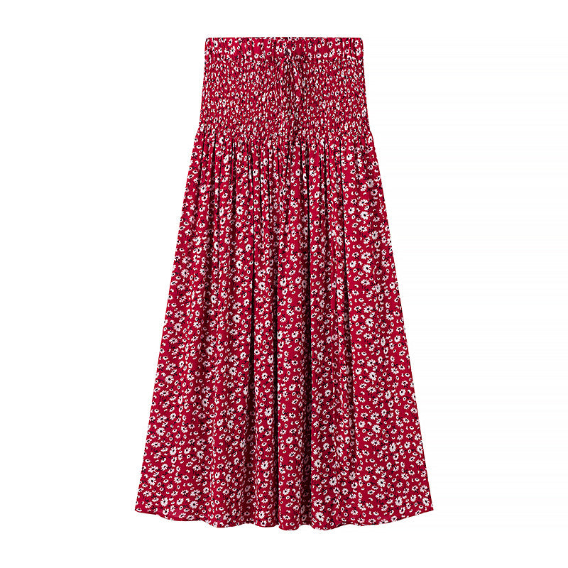 Dame sæt bestående af crop top og midi nederdel med blomsterflet mønster Stilla