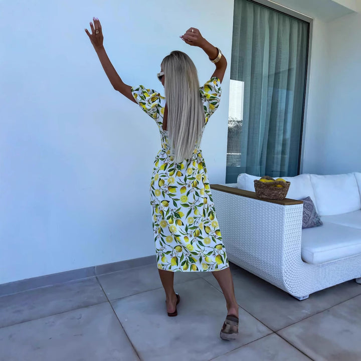 Dame Floral Cut-Out Midi Kjole Stilla