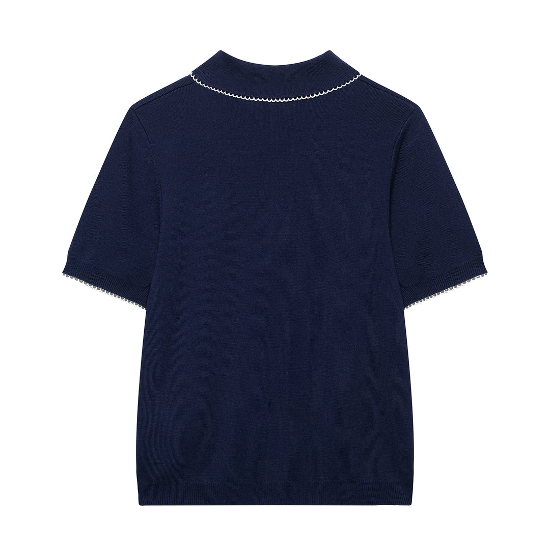 Femme Kortærmet Strik Polo Pullover Stilla