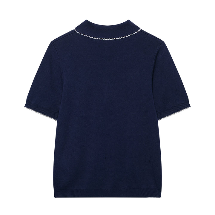 Femme Kortærmet Strik Polo Pullover Stilla