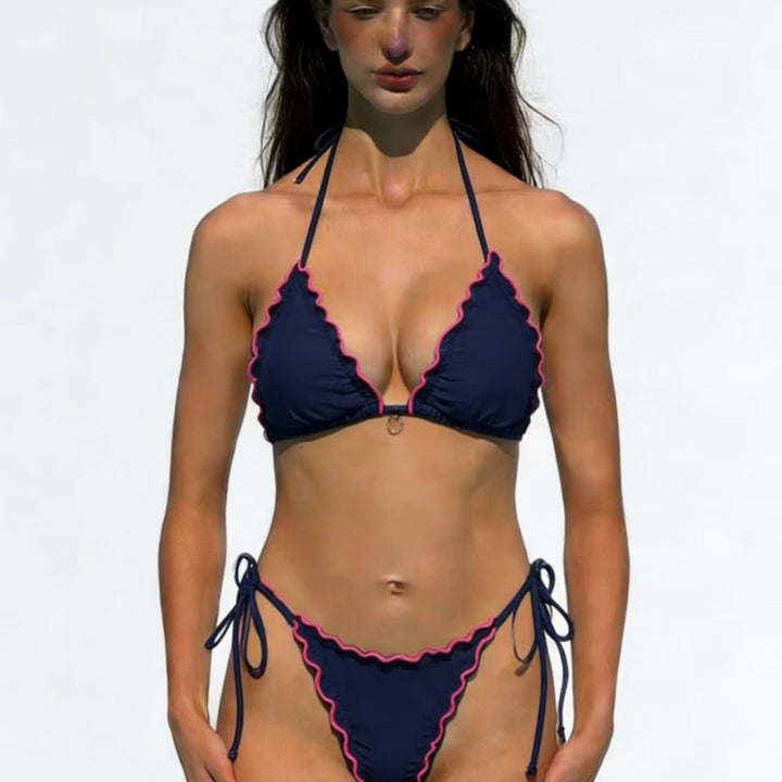 Dame Triangel-Bikini-Sæt med raffinerede ruffles detaljer Skovae