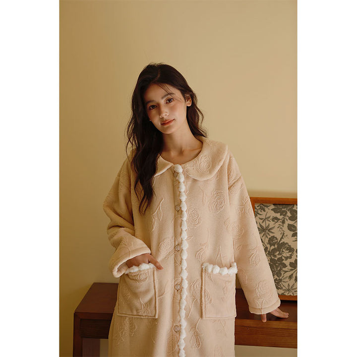Dame hyggelig oversized-jakke med blomster mønster Stilla