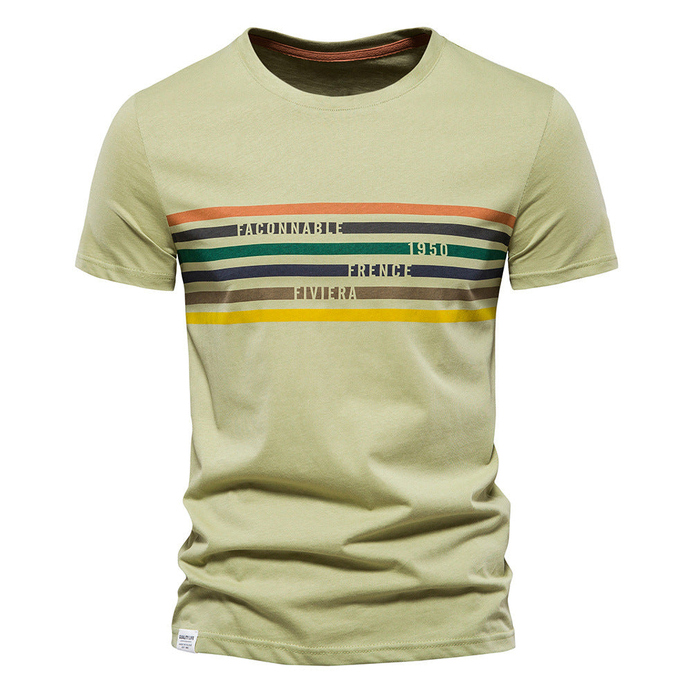 Herrer T-shirt med moderne stribedesign og blødt bomuldsstof Stilla