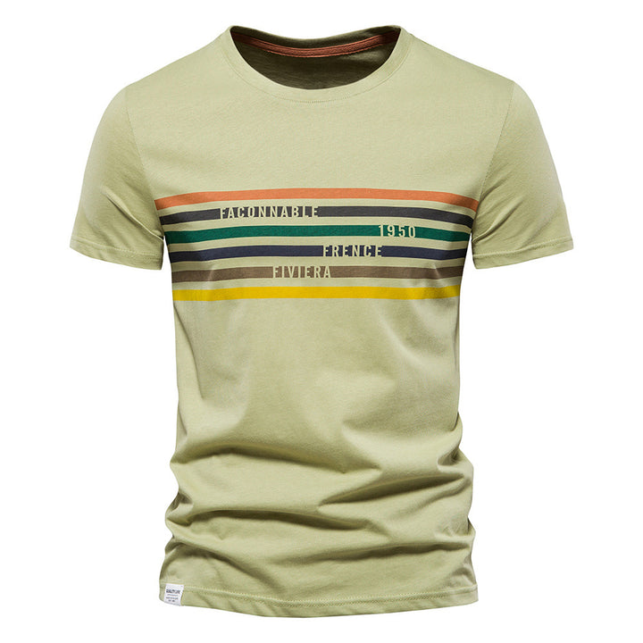 Herrer T-shirt med moderne stribedesign og blødt bomuldsstof Stilla